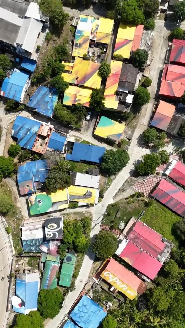 Graffiti on the roofs of Usiacurí, an artistic expression that decorates the urban landscape.